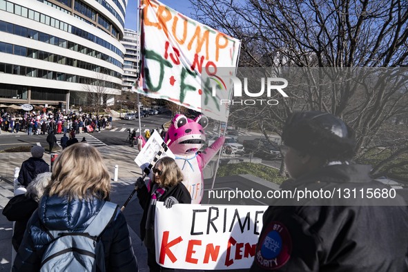 Demonstrators protest at the John F. Kennedy Memorial Center for the Performing Arts in Washington DC, on December 20, 2025, a day after a T... by Andrew Thomas/NurPhoto