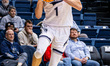 Jason Rivera-Torres of the Monmouth Hawks drives the ball during an NCAA men's basketball...