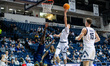 Jason Rivera-Torres of the Monmouth Hawks goes up for a layup during an NCAA men's basketb...