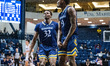 NATE GUERENGOMBA (9) of the Quinnipiac Bobcats reacts during an NCAA men's basketball game...