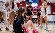 Meghan Andersen (5) of the Fairfield Stags is on the ground during an NCAA women's basketb...