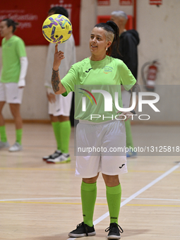 In San Sebastian de los Reyes, Madrid, Spain, on December 23, 2025, Paloma Pujol performs a freestyle football exhibition during a charity f... by Tomas Calle/NurPhoto
