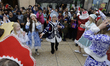 Members of the Russian community in Mexico City, Mexico, on December 23, 2025, parade thro...