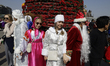Members of the Russian community in Mexico City, Mexico, on December 23, 2025, parade thro...