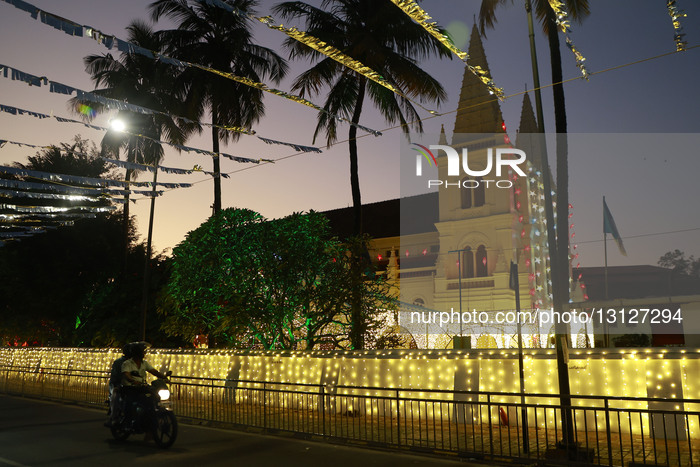  Church Decorated With Colourful Illuminations At Kochi