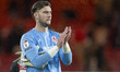 Sol Brynn, the Middlesbrough goalkeeper, applauds the fans after the final whistle at the...
