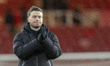 Kim Hellberg, the Middlesbrough Manager, applauds the fans after the final whistle at the...