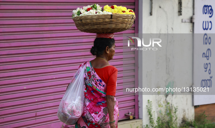 Woman Flower Vendor In Kochi