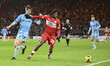 Kaly Sene of Middlesbrough holds off Cathal McCarthy of Hull City during the Sky Bet Champ...