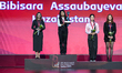 Gold medalist Bibisara Assaubayeva of Kazakhstan, silver medalist Anna Muzychuk of Ukraine...