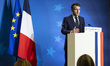 President of France Emmanuel Macron holds a press conference after the end of the European...