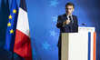 President of France Emmanuel Macron holds a press conference after the end of the European...