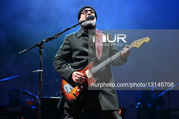 Dario Brunori, also known as Brunori Sas, performs live at the Piazza dei Bruzi during the soundcheck in Cosenza, Italy, on December 31, 202... by Andrea Rosito/NurPhoto