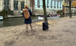 A view of a historic canal in the city center of Bruges, Belgium, on December 14, 2025, wh...