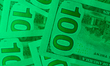 Hundred dollar bills are seen in this photo illustration in Warsaw, Poland on 01 January,...