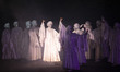 Iranian artists perform in a religious piece during an unveiling ceremony of a statue of t...