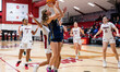 PAIGE GIRARDI (5) of the Quinnipiac Bobcats goes up for a layup during an NCAA women's bas...
