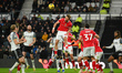 Sam Smith of Wrexham heads the ball during the Sky Bet Championship match between Derby Co...