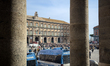 A view from the colonnade of the Basilica of San Francesco di Paola shows Piazza del Plebi...