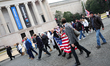 People take part in the 'Ashli Babbitt Memorial March' from The Ellipse to the U.S. Capito...