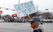 Protesters gather at 45th and Lamar in Austin, Texas, on January 8, 2026, to rally against...