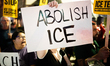 Protesters gather at the intersection of Post Oak Blvd and Westheimer Rd in Houston, Texas...