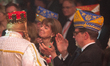 Cologne Carnival Triumvirate Jungfrau Aenne Stefan Blatt greets former Cologne mayor Henri...