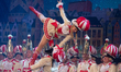 A Cologne Carnival dancer performs on the stage during the traditional proclamation of the...