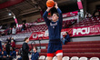 FREDERIK JELLUM (17) of the Duquesne Dukes warms up before an NCAA men's basketball game a...