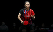 Ying Han of Germany competes against Wang Manyu of China during a women's singles quarter-...