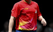 Lin Shidong of China competes against Liang Jingkun of China during a men's singles quarte...
