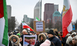 Demonstrators gather in The Hague, Netherlands, on January 10, 2026, to show support for p...