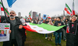 Demonstrators gather in The Hague, Netherlands, on January 10, 2026, to show support for p...