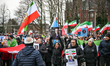 Demonstrators gather in The Hague, Netherlands, on January 10, 2026, to show support for p...