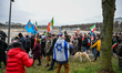 Demonstrators gather in The Hague, Netherlands, on January 10, 2026, to show support for p...