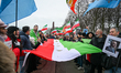 Demonstrators gather in The Hague, Netherlands, on January 10, 2026, to show support for p...