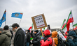 Demonstrators gather in The Hague, Netherlands, on January 10, 2026, to show support for p...