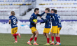 FC Andorra players celebrate a goal scored during the La Liga Hypermotion match between FC...