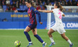 Clara Serrajordi and Marina Rivas play during the match between FC Barcelona Women and Mad...