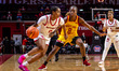 KAYLAH IVEY (2) of the Rutgers Scarlet Knights drives the ball during an NCAA women's bask...