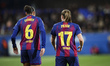 Sydney Schertenleib of FC Barcelona and Ewa Pajor of FC Barcelona participate in the Liga...