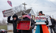 Demonstrators protest ICE (U.S. Immigration Customs Enforcement) at the Campbell County De...