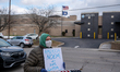 Demonstrators protest ICE (U.S. Immigration Customs Enforcement) at the Campbell County De...