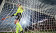 The lineguard checks the net before the match between AC Perugia Calcio and AC Bra, Lega P...