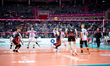 A volleyball match takes place between PGE Projekt Warszawa and Asseco Resovia Rzeszow in...