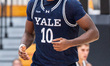 SAMSON ALETAN (10) of the Yale Bulldogs reacts during an NCAA men's basketball game at Jad...
