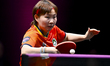 Zhu Yuling of Macao, China, competes against Chen Xingtong of China during a women's singl...