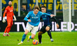 Scott McTominay of SSC Napoli and Lautaro Martinez of FC Inter play during the Italian cha...