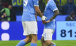 Rasmus Hojlund and Matteo Politano are in action during the Serie A match between FC Inter...