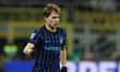Inter's Nicolo Barella is in action during the Serie A match between FC Internazionale and...